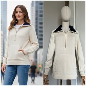 LAUREN JEANS Ralph Lauren Cream 1/4 Zip Pullover Knit Sweater Women Medium